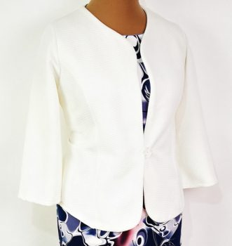 "V" nyakú, 1 gombos, 3/4 ujjú, anyagában mintás, alkalmi blézer XL-4XL