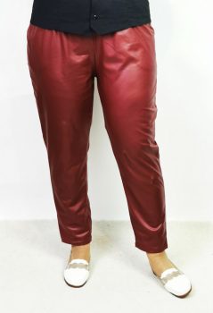 Gumis derekú, bordó színű, zsebes, latex nadrág 2XL/4XL