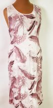   Kerek nyakú, ujjatlan, mályva színű mintás, könnyű anyagú ruha XL/2XL