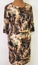   Bézs-barna-sötétbarna színű  mintával díszített ruha 42-52