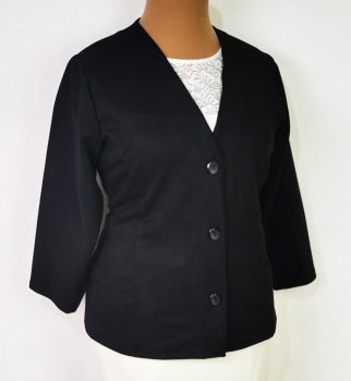 "V" nyakú, 3 gombos, zsebes, 3/4 ujjú, bársonyos tapintású alkalmi blézet XL-4XL