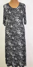   Fekete alapon, fehér színű mintával díszített ruha, ajándék övvel 44-52
