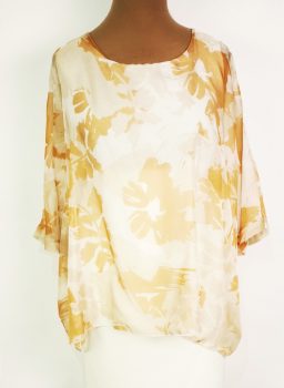 Kerek nyakú, 3/4-es ujjú, dupla muszlin anyagú alkalmi felső XL/2XL