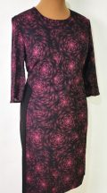Bibor-fekete színű, virág mintás ruha 46-52