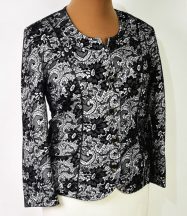  Fekete-fehér színű, virág mintával  díszített blézer 42-50