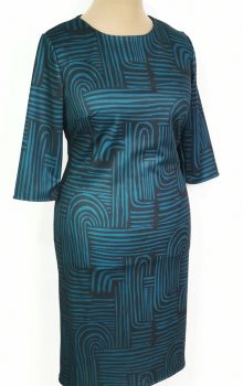 Fekete alapon, zöld színű mintával díszített ruha 42-52