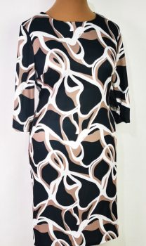 Fehér-barna-fekete színű mintával díszített ruha 42-52