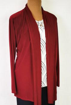 Bordó színű, hosszú ujjú, selymes anyagú, nyitott pelerin 2XL/4XL