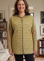   Cipzáras,  zsebes, cirmos mintás, pamutos anyagú kabátka 2XL-4XL