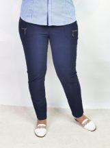   Gumis derekú, sötétkék színű, zsebes, nagyon jó sztreccses anyagú nadrág 40/42-54/56