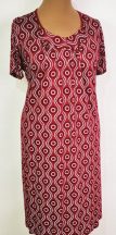   Bordó  alapon, fekete-fehér színű mintával díszített, könnyű, nyári, pamutos anyagú ruha 2XL/3XL