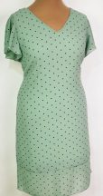 Zöld alapszínen, fekete pöttyös mintás ruha 46-56