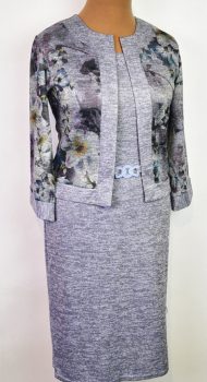 Elől virág mintás, díszcsatos ruha 42-56