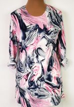   Színes mintás, kellemes, rugalmas, pamutos anyagú tunika L-3XL